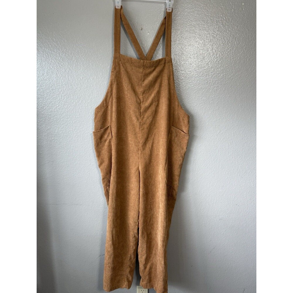 Easel Women’s Brown Corduroy Knit Jumpsuit One-Piece, Size M Casual